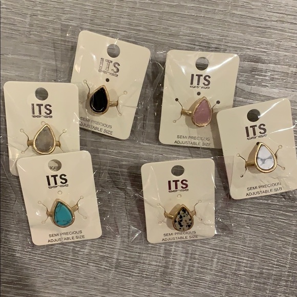 Tear Drop Semi Precious Stone Rings - Picture 4 of 7